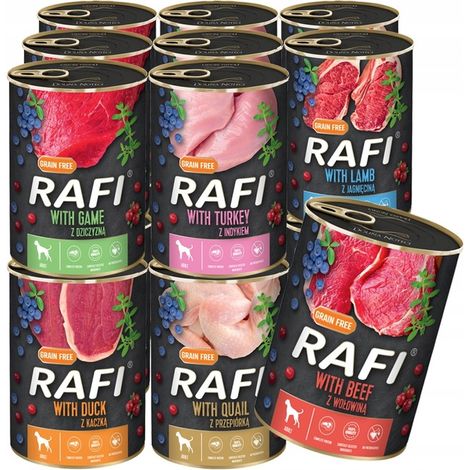 Rafi Premium Nassfutter für Hunde, Geschmacksrichtungen, 20 x 400 g