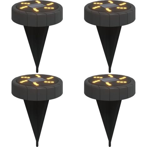 Set di 4 pratiche luci solari automatiche da giardino 11 x 13 cm plastica nera 020056665