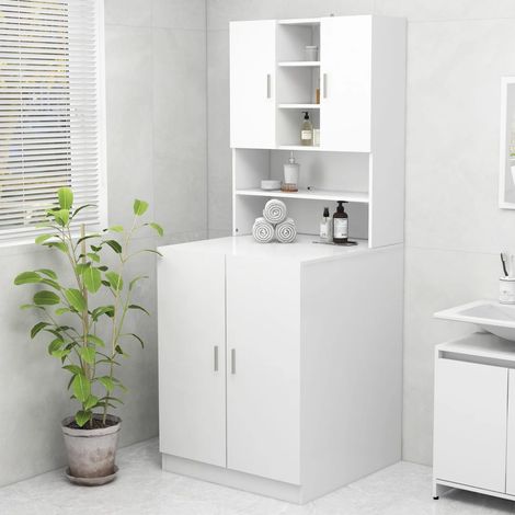 Meuble pour machine à laver Meuble de salle de bain Meuble WC Moderne Blanc NAJO6464 (1/5)