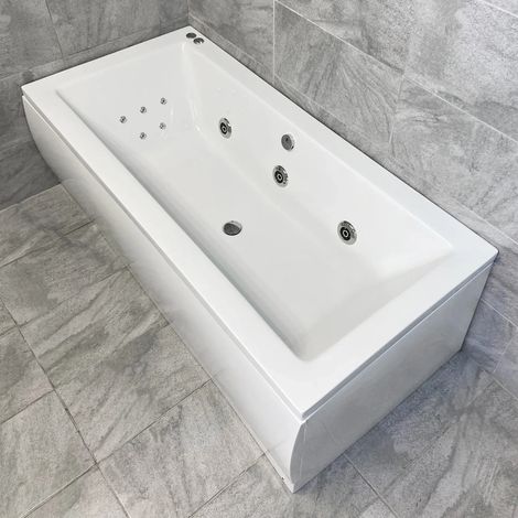 Kai Whirlpool Bath 1700 x 800mm Spa with Choice of Jet Colour and Light Option, 6 Jets Chrome