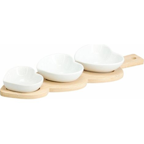 Servierset mit Tablett und herzförmigen Schüsseln, 4-teilig (1/3)