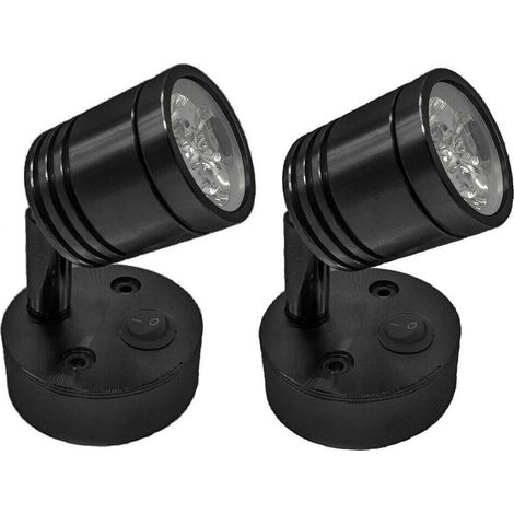 Lot de 2 lampes de lecture LED 12V avec spot mural et variateur, idéales pour camping-car, caravane et autres espaces intérieurs. Éclairage cylindrique flexible. (1/5)