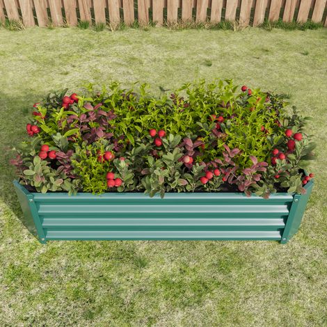 Orto rialzato 120x60x30cm Design stabile Senza fondo Facilita radici Metallo Verde (1/5)