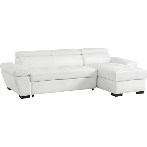 Divano letto angolare in pelle Bianco - Angolo a destra - JONOVA (1/5)
