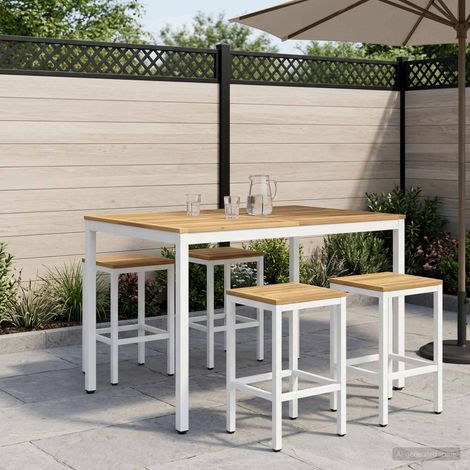 vidaXL Mesa de Bar para Jardín NAARDEN Blanco 110 x 108,5 x 105 cm (1/5)