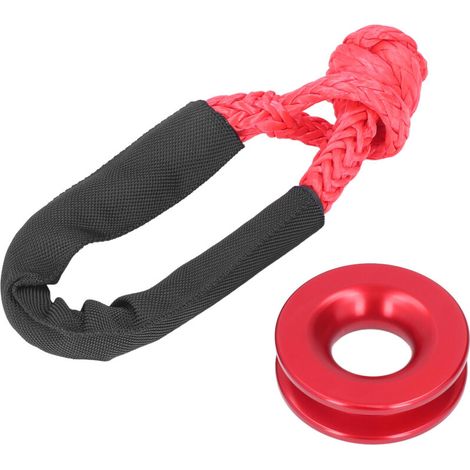 Kit d'anneau de récupération synthétique souple manille corde en alliage d'aluminium anneau d'arrachement pour ATV UTV SUV Truckrouge (1/5)