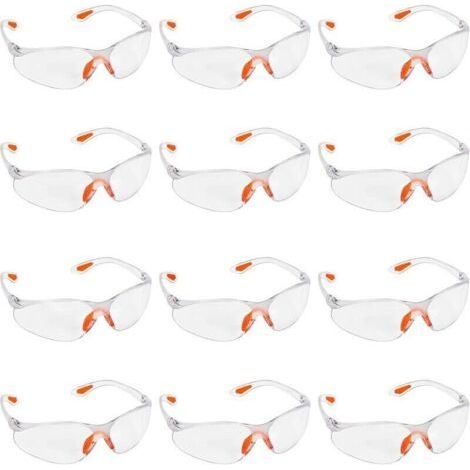 Lot de 12 lunettes de sécurité transparentes – Conformes à la norme EN166 – Verres en plastique anti-rayures – Protection latérale intégrée (1/5)