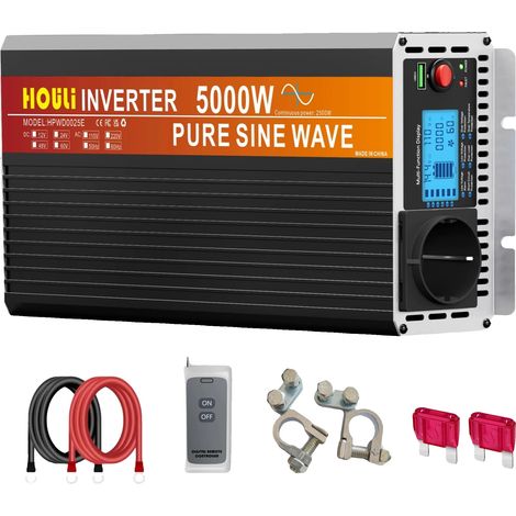 Onduleur, Télécommande, Chargement USB, 5000W, 12V, 220-230V (1/2)
