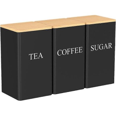 Pots de stockage alimentaire en fer pratiques avec couvercles en bambou pour plan de cuisine, bocaux hermétiques et élégants pour garde-manger et rangement. (1/4)