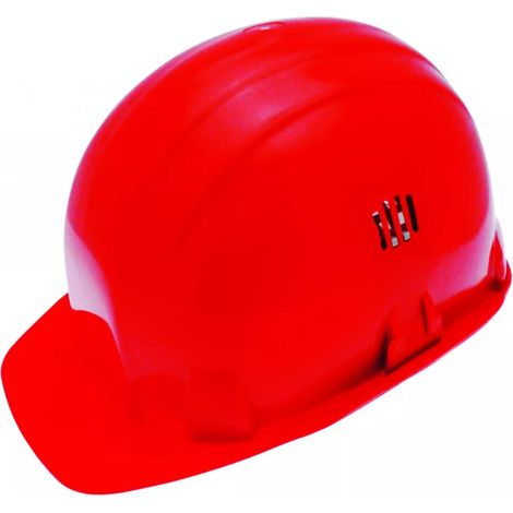 Casque de chantier Brennus - Auboueix - Avec aérations réglables - Rouge
