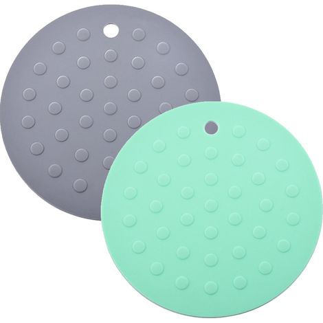 Lot de 2 tapis silicone pour gamelles chien chat, antidérapant, facile à nettoyer, protection sol cuisine (1/5)