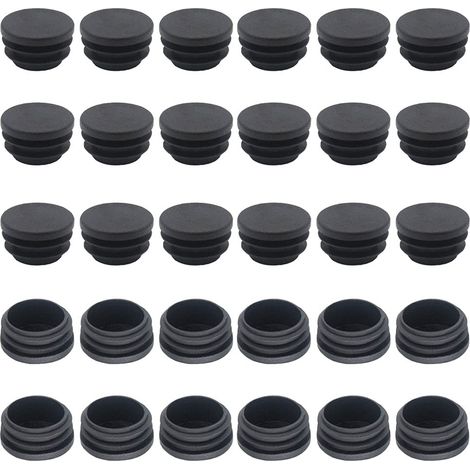 Beijiyi – Lot de 50 bouchons ronds en plastique noir 25 mm – Pour tuyaux en acier, tables et chaises – Protection des sols et réduction du bruit (1/5)