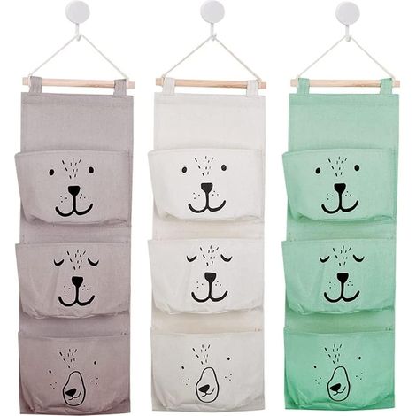 3-teiliges Hängeaufbewahrungsset, 60 x 20 cm Stoff-Wandorganizer für die Tür, Hängeaufbewahrungstaschen, Organizer für Badezimmer, Kinderzimmer, Babyzimmer (3 Farben)