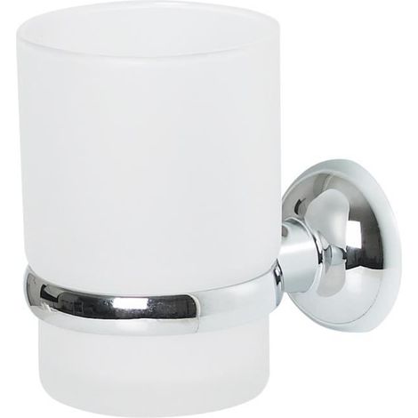Porte gobelet brosse à dents - SPIRELLA - Campagne - Zamak/Verre - Chromé/Blanc givré (1/2)