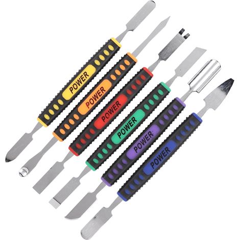 Kit de 6 outils de réparation et d'ouverture à levier avec double tête en métal pour téléphone portable (1/5)