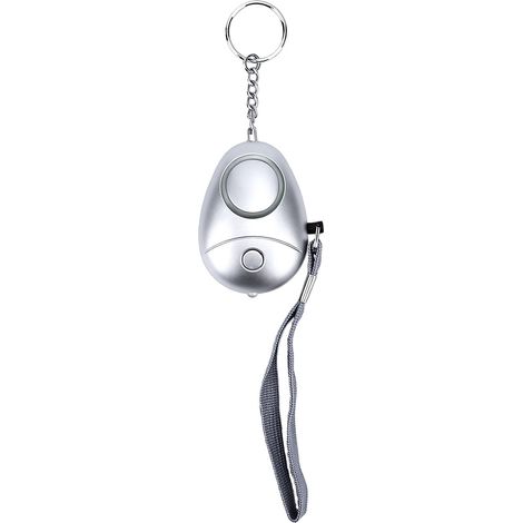 Alarme de sécurité personnelle porte-clés d'autodéfense d'urgence 130 dB avec lumières LED pour femmes, enfants et personnes âgées, argent (1/5)