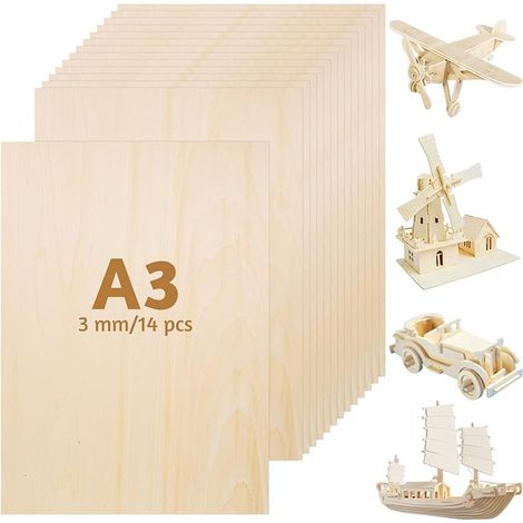 Plywood Sheets A3 3 mm 42 x 30 cm