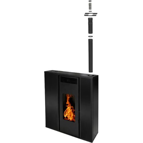 Pack Poêle à granules TESSA 10 kW Etanche Concentrique sur le dessus + Kit Conduit Vertical 80/125 - (1/5)
