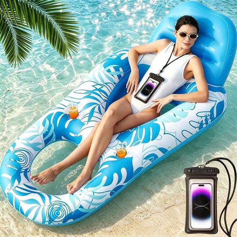 Bouee Piscine XXL pour Adulte,2 in 1 Matelas Gonflable Piscine 160cm90cm,Hamac Gonflable avec TêTe,pour Adultes Plage ExtéRieur Vacances (1/5)