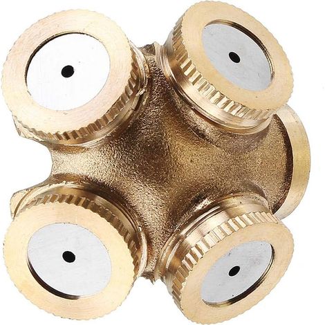 Set of four agricultural sprinkler heads made entirely of brass with 14x1.5 internal thread, suitable for irrigation in horticulture.