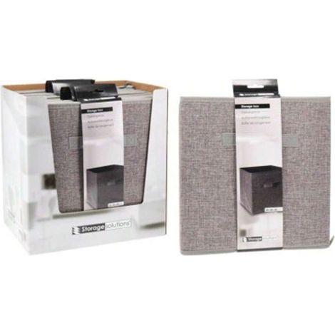 Coffre de rangement textile gris 30x30x30cm, boîte de stockage carrée, malle pliable pour chambre, étagère et placard, lot de 1
