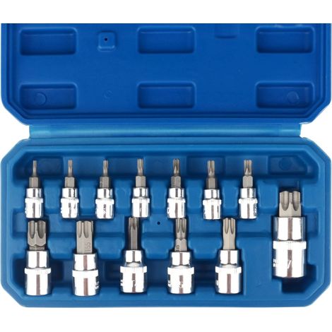 Set di 13 bussole Torx da 3/8" Dr. T8 - T70 E Star Premium S2 realizzate in lega di acciaio Cr-V a forma di stella - Inserti metrici da 1/4", 3/8" e 1/2" (1/5)