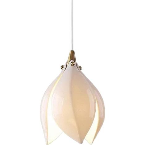 Suspension en forme de lys, lampe suspendue en métal doré avec abat-jour en céramique, lampes suspendues de salle à manger en forme de fleur, luminaire E14/G9, plafonniers décoratifs de chevet (1/5)