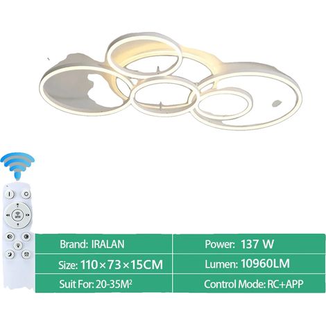 Lámpara de techo, diseño elegante, iluminación LED regulable, nueva, blanca, 5 luces. (1/2)