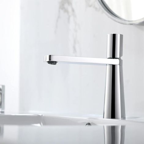 Robinets de salle de bain, Robinet de salle de bain monotrou, Robinet de lavabo, Robinets de salle de bain pour évier 1 trou, Mitigeur de lavabo, Robinet de salle de bain en laiton - Chrome (1/5)