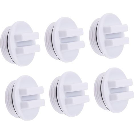Lot de 6 bouchons antigel pour piscine gonflables pour spa, bouchon d'écumoire pour sortie, adaptateur de vidange de piscine, bouchon de vidange fileté, bouchon de tuyau de retour de piscine, blanc,