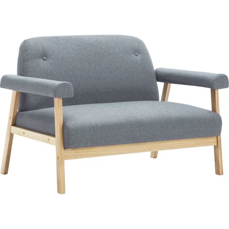 Canapé  Sofa à 2 places Tissu Gris clair