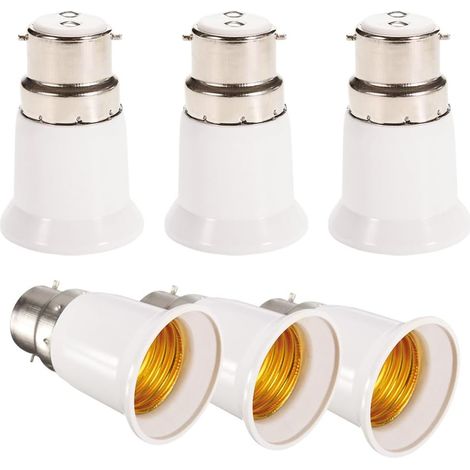 6pcs Adaptateurs de douille - Convertisseur de lampes douille B22 vers E27 - Adaptateur de douille pour LED halogène ampoule économique