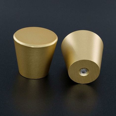 ZVD Juego de 2 pomos dorados para muebles, pomos de latón para puertas, pomos dorados para cajones y pomos redondos de latón para armarios en aleación de aluminio. (1/4)