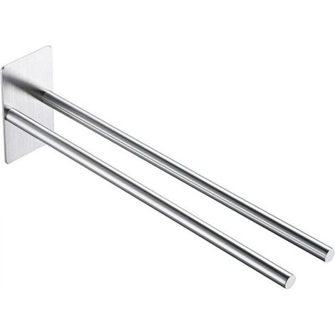 Silver towel rack, 5.5 x 11 x 40 cm, stainless steel bathroom towel rack, double towel bar. (1/5)