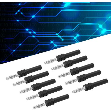 Adaptateur de fiche banane 4 mm J.20025, fiche banane mâle 4 mm vers fiche banane femelle 2 mm, convient aux sondes de multimètre, vendu par paquets de 10, noir. (1/5)
