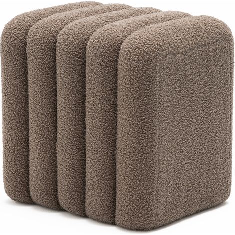 Pouf rembourré en tissu bouclette - Taupe - Leto