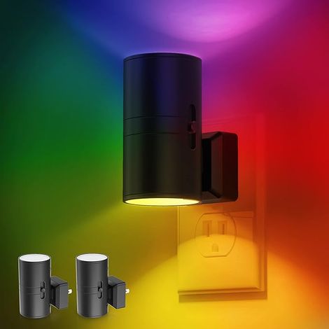 LED Nachtlicht, Nachtlichter Stecker in die Wand, Farbwechsel Nachtlicht RGB mit Lichtsensor, Home Decor für Kinder Geschenke, Weihnachten, Urlaub, Flur Schlafzimmer Kinderzimmer, 2-Pack (1/5)