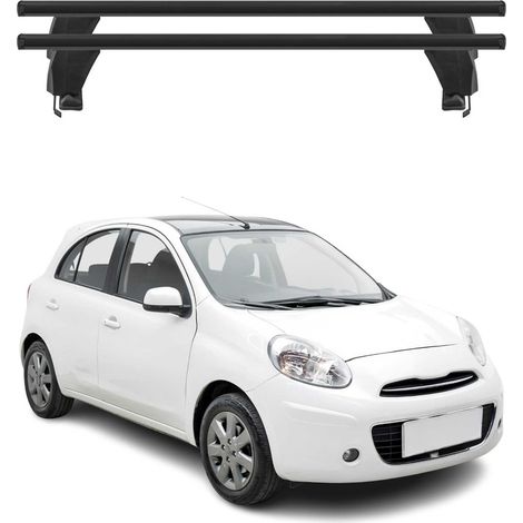 OMAC Dachträger Querträger Alu für Nissan Micra IV 2010-2017 – Abschließbar – T-Nut – City-Crash-getestet – Max. 50 kg Schwarz (1/5)