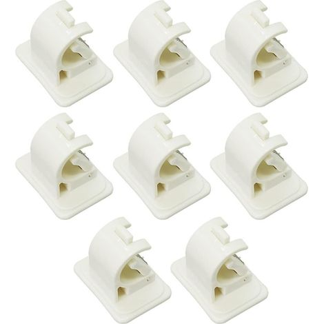 Lot de 8 crochets de tringle à rideau autocollants, tringles en verre, supports de tringle à rideau autocollants sans perçage pour serviettes, rideaux, manteaux, blanc