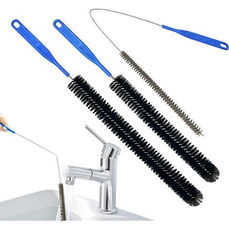 Brosse de Drain d'Évier, Outil de Nettoyage pour Canalisations, Nettoyeur Flexible pour Évier, Baignoire, Salle De Bain, Cuisine, Extérieur, Déchets et Cheveux (1/5)