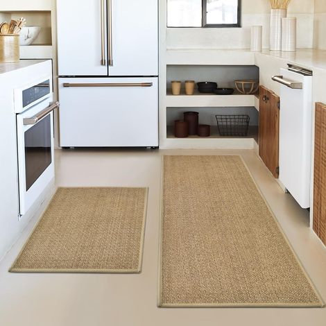 Tapis de cuisine absorbants pour décoration intérieure et extérieure, tapis de cuisine lavables 43 x 73 cm et 43 x 118 cm, lot de 2 (1/5)