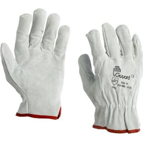 Gants Maitrise Cuir de Bovin T9 - Paume Fleur & Dos Croûte - Coupe Americaine - Manutention - Certifies CE EN 388