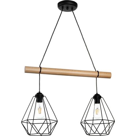 lampada a sospensione "baldo" in metallo e legno, e27 (1/5)