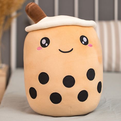 Bubble Tea Plüschtier Boba Kuscheltier Plüschpuppen Bubble Tea Umarmungs Kissen, Cartoon Plüsch Puppen-Braun-50cm (1/5)