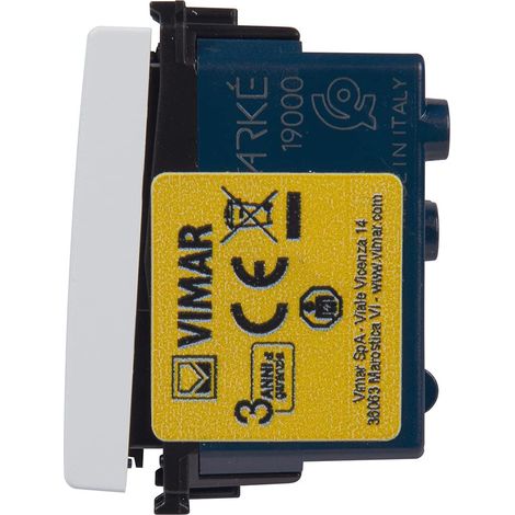 VIMAR 0R19000.B Interruttore 1P serie Arké, 10 AX 250 V illuminabile, tasto sostituibile, max 100 W per lampade con alimentatore integrato (IEC 60669-1:2017), bianco (1/5)