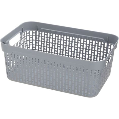 Cestino portaoggetti in plastica per bagno, cucina e ufficio, 30x20x12 cm, grigio, Lidia (1/5)