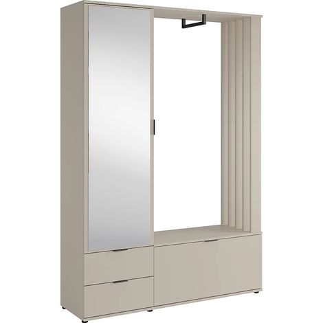 Guardaroba con ripiani e appendiabiti Beige - CEDRELA (1/5)