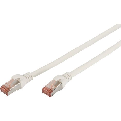 Digitus DK-1644-030/WH RJ45 Netzwerkkabel, Patchkabel CAT 6 S/FTP 3.00 m Weiß Flammwidrig, Foliensch