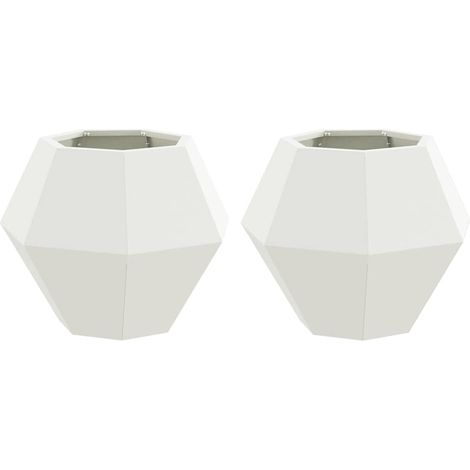 Maison Exclusive - Fioriera 2 pcs Bianco 50 x 50 x 40 cm Acciaio
