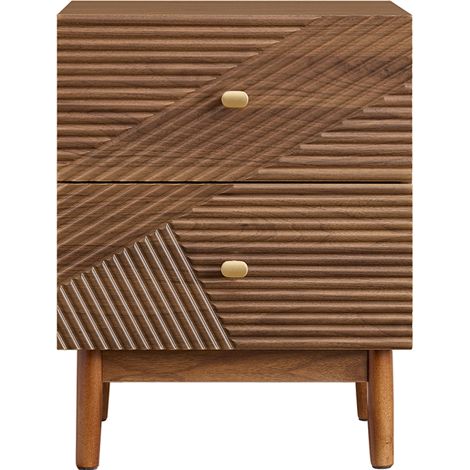 SoBuy Vintage Nightstand with 2 Drawers, Wooden Side Table with Rubber Wood Legs, Night Table for Bedroom, Living Room and Office, Brown, L45 × W40 × H58 cm, FBT170-N